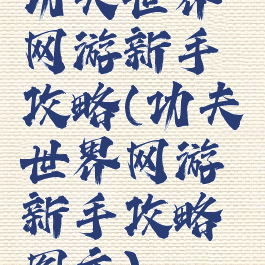 功夫世界网游新手攻略(功夫世界网游新手攻略图文)