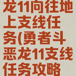 勇者斗恶龙11向往地上支线任务(勇者斗恶龙11支线任务攻略大全)