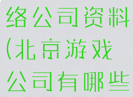 北京游戏网络公司资料(北京游戏公司有哪些)