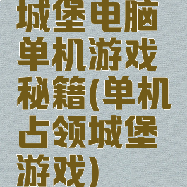 城堡电脑单机游戏秘籍(单机占领城堡游戏)