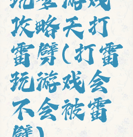 坑爹游戏攻略天打雷劈(打雷玩游戏会不会被雷劈)