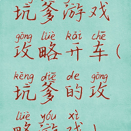 坑爹游戏攻略开车(坑爹的攻略游戏)