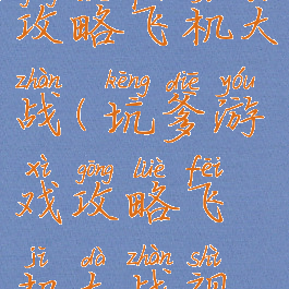 坑爹游戏攻略飞机大战(坑爹游戏攻略飞机大战视频)