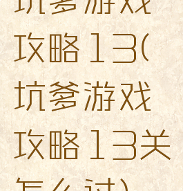 坑爹游戏攻略13(坑爹游戏攻略13关怎么过)