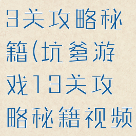 坑爹游戏13关攻略秘籍(坑爹游戏13关攻略秘籍视频)