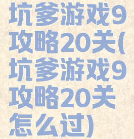 坑爹游戏9攻略20关(坑爹游戏9攻略20关怎么过)