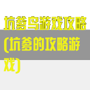 坑爹鸟游戏攻略(坑爹的攻略游戏)