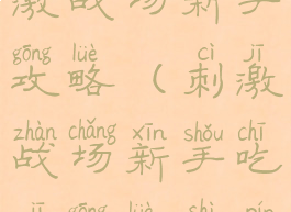 吃鸡手游刺激战场新手攻略(刺激战场新手吃鸡攻略视频)