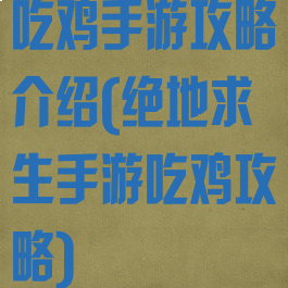 吃鸡手游攻略介绍(绝地求生手游吃鸡攻略)