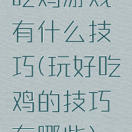 吃鸡游戏有什么技巧(玩好吃鸡的技巧有哪些)