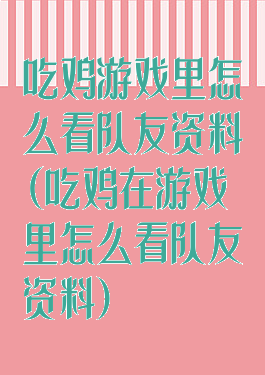 吃鸡游戏里怎么看队友资料(吃鸡在游戏里怎么看队友资料)