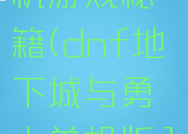 地下城单机游戏秘籍(dnf地下城与勇士单机版11.5秘籍)