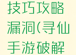 寻仙手游技巧攻略漏洞(寻仙手游破解令探索点)