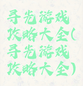 寻光游戏攻略大全(寻光游戏攻略大全)