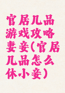 官居几品游戏攻略妻妾(官居几品怎么休小妾)