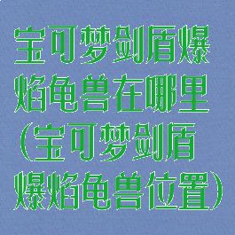 宝可梦剑盾爆焰龟兽在哪里(宝可梦剑盾爆焰龟兽位置)