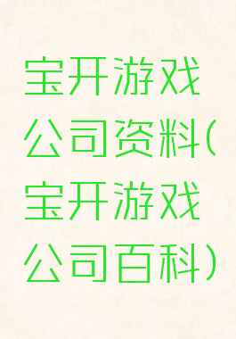 宝开游戏公司资料(宝开游戏公司百科)