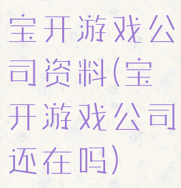 宝开游戏公司资料(宝开游戏公司还在吗)
