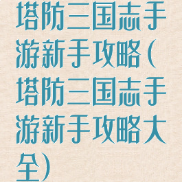 塔防三国志手游新手攻略(塔防三国志手游新手攻略大全)