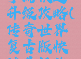 复古传奇手游快速升级攻略(传奇世界复古版快速升级攻略)
