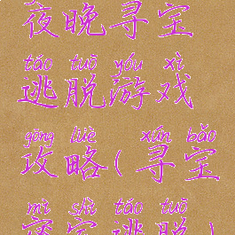 夜晚寻宝逃脱游戏攻略(寻宝密室逃脱)