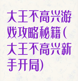 大王不高兴游戏攻略秘籍(大王不高兴新手开局)