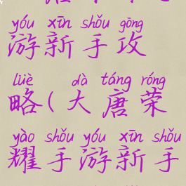 大唐荣耀手游新手攻略(大唐荣耀手游新手攻略技巧)