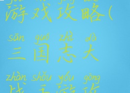 大战三国志游戏攻略(三国志大战手游攻略)