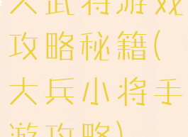 大武将游戏攻略秘籍(大兵小将手游攻略)