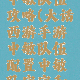 大话手游中敏队伍攻略(大话西游手游中敏队伍配置中敏队宝宝和出手顺序)