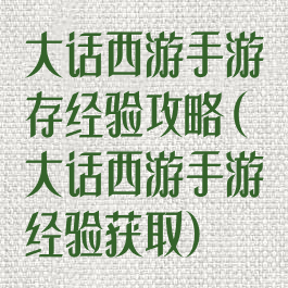 大话西游手游存经验攻略(大话西游手游经验获取)