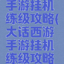 大话西游手游挂机练级攻略(大话西游手游挂机练级攻略图)