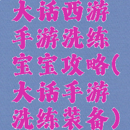 大话西游手游洗练宝宝攻略(大话手游洗练装备)