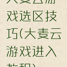 大麦云游戏选区技巧(大麦云游戏进入教程)