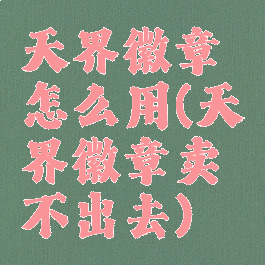 天界徽章怎么用(天界徽章卖不出去)