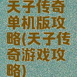 天子传奇单机版攻略(天子传奇游戏攻略)