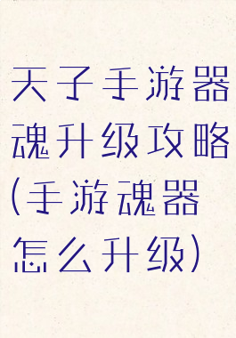 天子手游器魂升级攻略(手游魂器怎么升级)