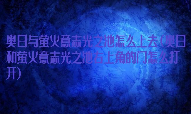 奥日与萤火意志光之池怎么上去(奥日和萤火意志光之池右上角的门怎么打开)