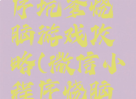 微信小程序坑爹烧脑游戏攻略(微信小程序烧脑游戏答案)