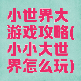 小世界大游戏攻略(小小大世界怎么玩)
