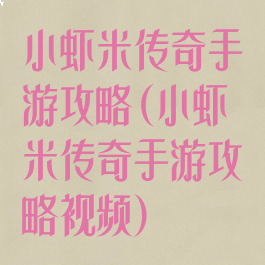 小虾米传奇手游攻略(小虾米传奇手游攻略视频)