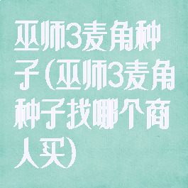 巫师3麦角种子(巫师3麦角种子找哪个商人买)