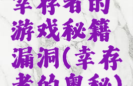 幸存者的游戏秘籍漏洞(幸存者的奥秘)