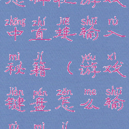 怎样在游戏中直接输入秘籍(游戏键盘怎么输入秘籍)