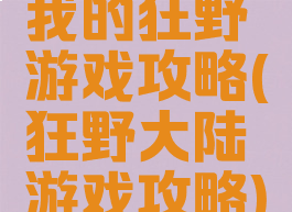 我的狂野游戏攻略(狂野大陆游戏攻略)