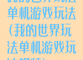 我的世界玩法单机游戏玩法(我的世界玩法单机游戏玩法视频)