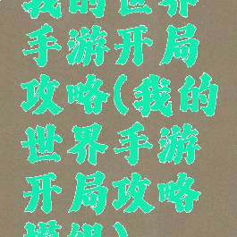 我的世界手游开局攻略(我的世界手游开局攻略模组)