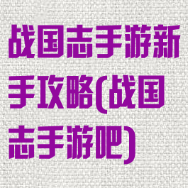 战国志手游新手攻略(战国志手游吧)