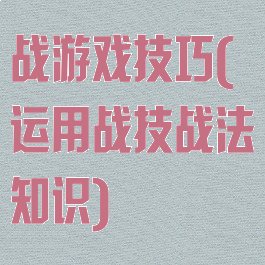 战游戏技巧(运用战技战法知识)