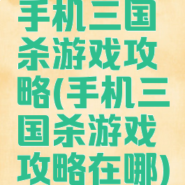 手机三国杀游戏攻略(手机三国杀游戏攻略在哪)
